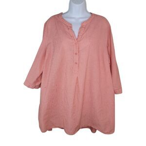 Ellos Striped Pink Cotton Tunic Top Size 2x